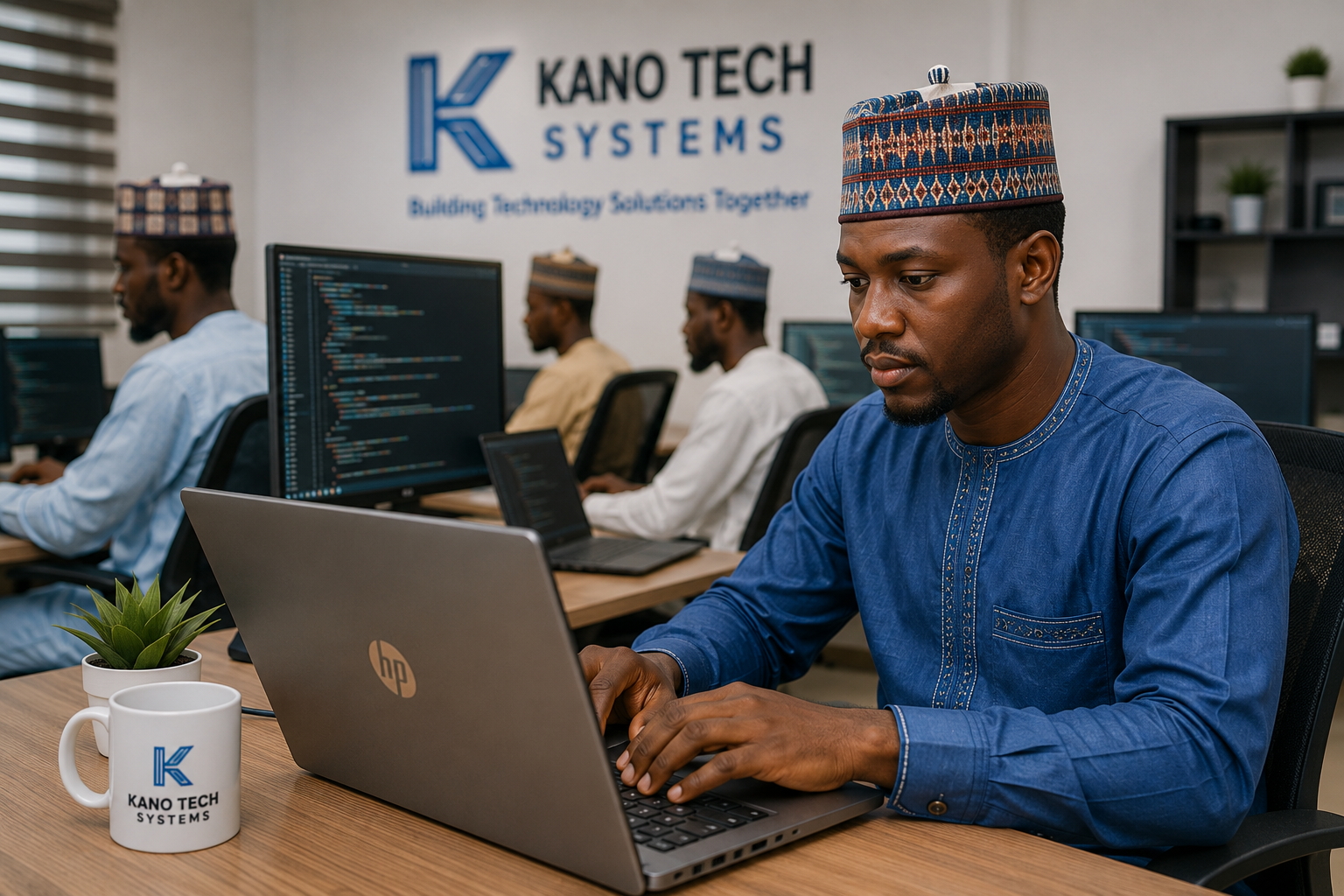 Hausa professional using modern technology in Kano