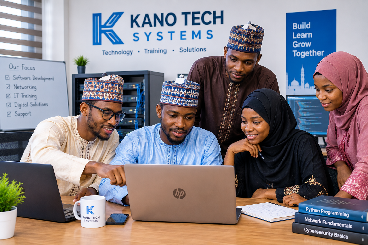 Hausa technology professionals working with computers