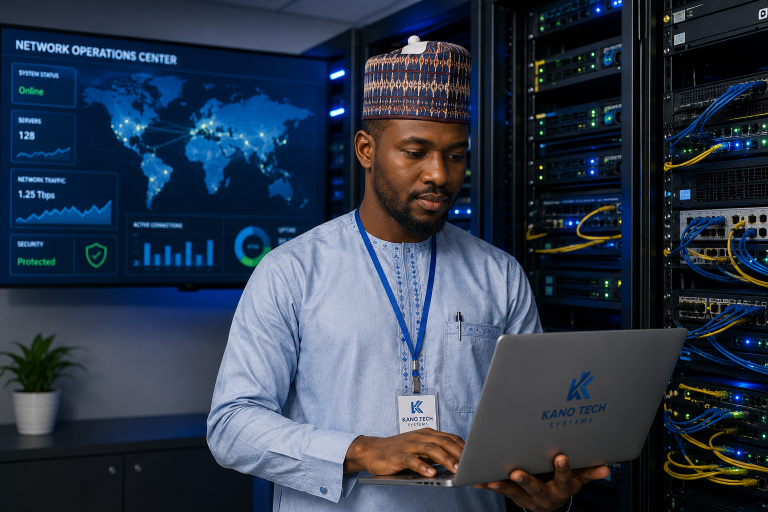Hausa IT professional working with technology